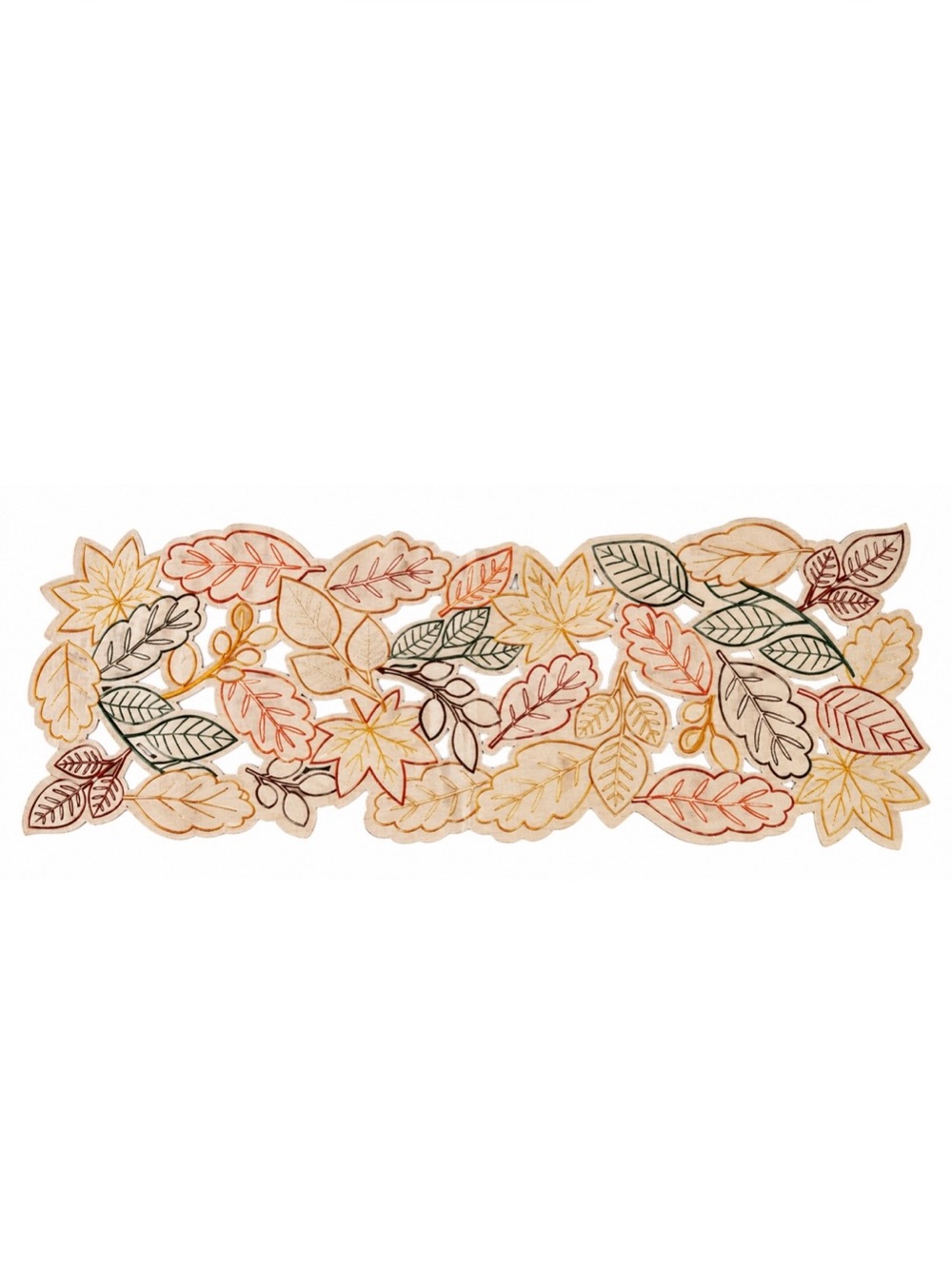 Celebrate It Thanksgiving Embroidered Fall Leaf Table Runner – 12” x 32”